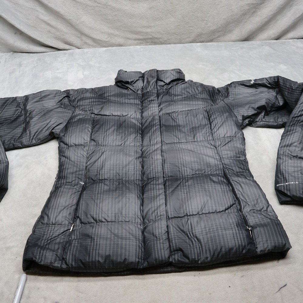 Columbia Down Jacket Women Medium Black Plaid Mercury Maven II Insulated Puffer